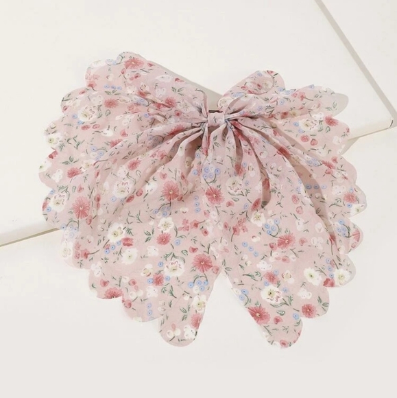 Pink Floral Oversize Bow - Picture 3 of 3